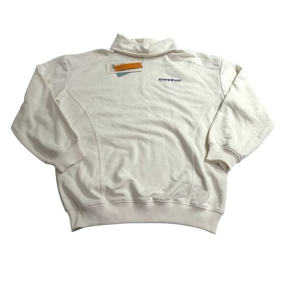 Ever-rever RE-HOO Oversized Turtleneck Sweatshirt in White - Picture 1 of 6
